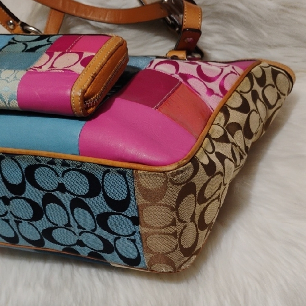 Sale! Authentic Coach Y2k Multicolor Patchwork To… - image 7